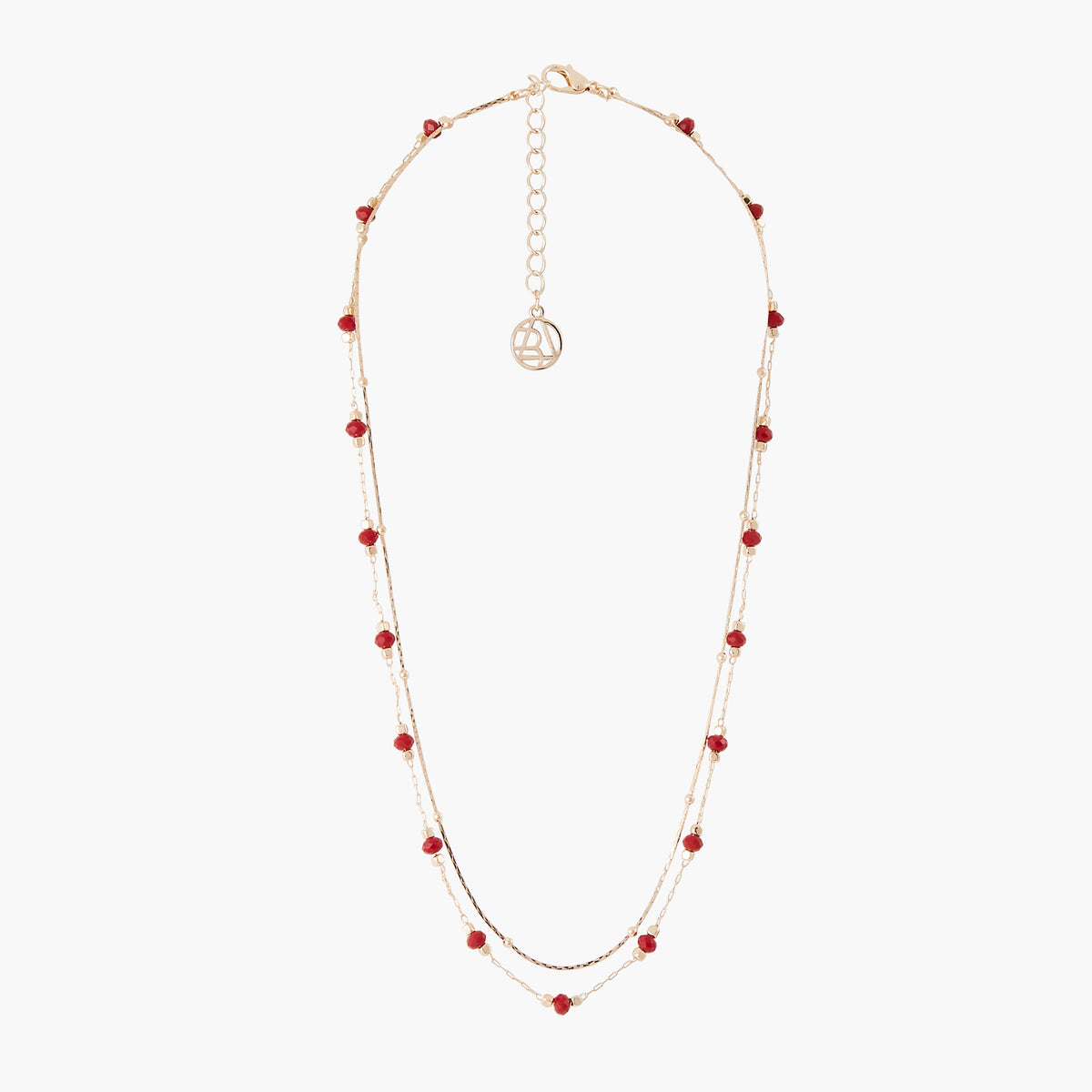 Collier 2 rangs chaine et perles