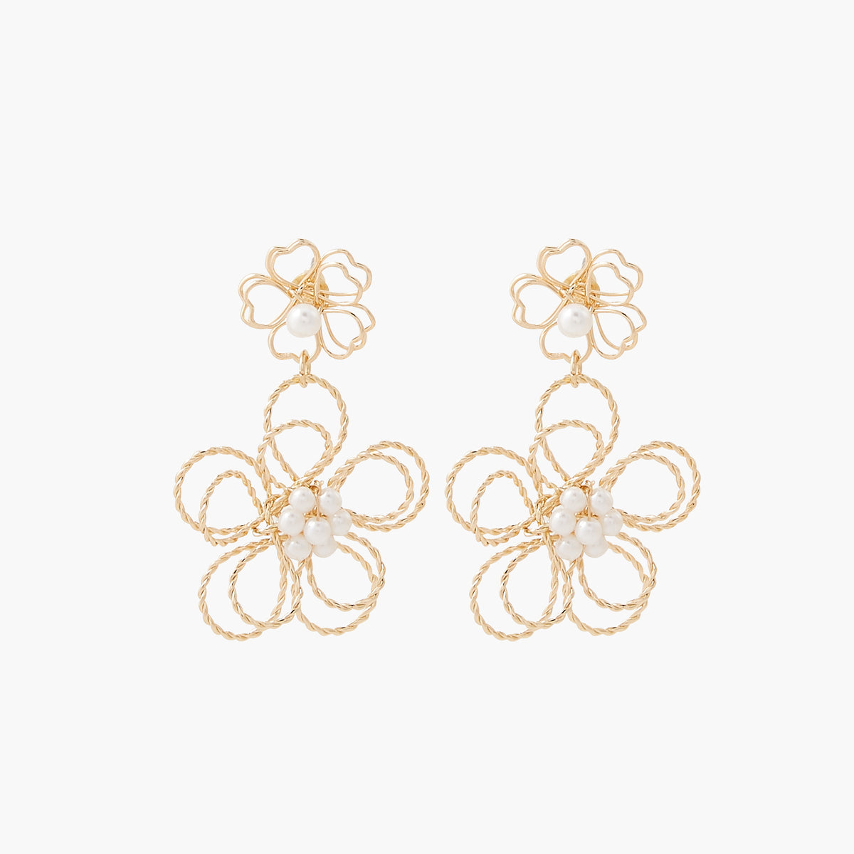 Boucles d'oreilles fleurs en métal doré