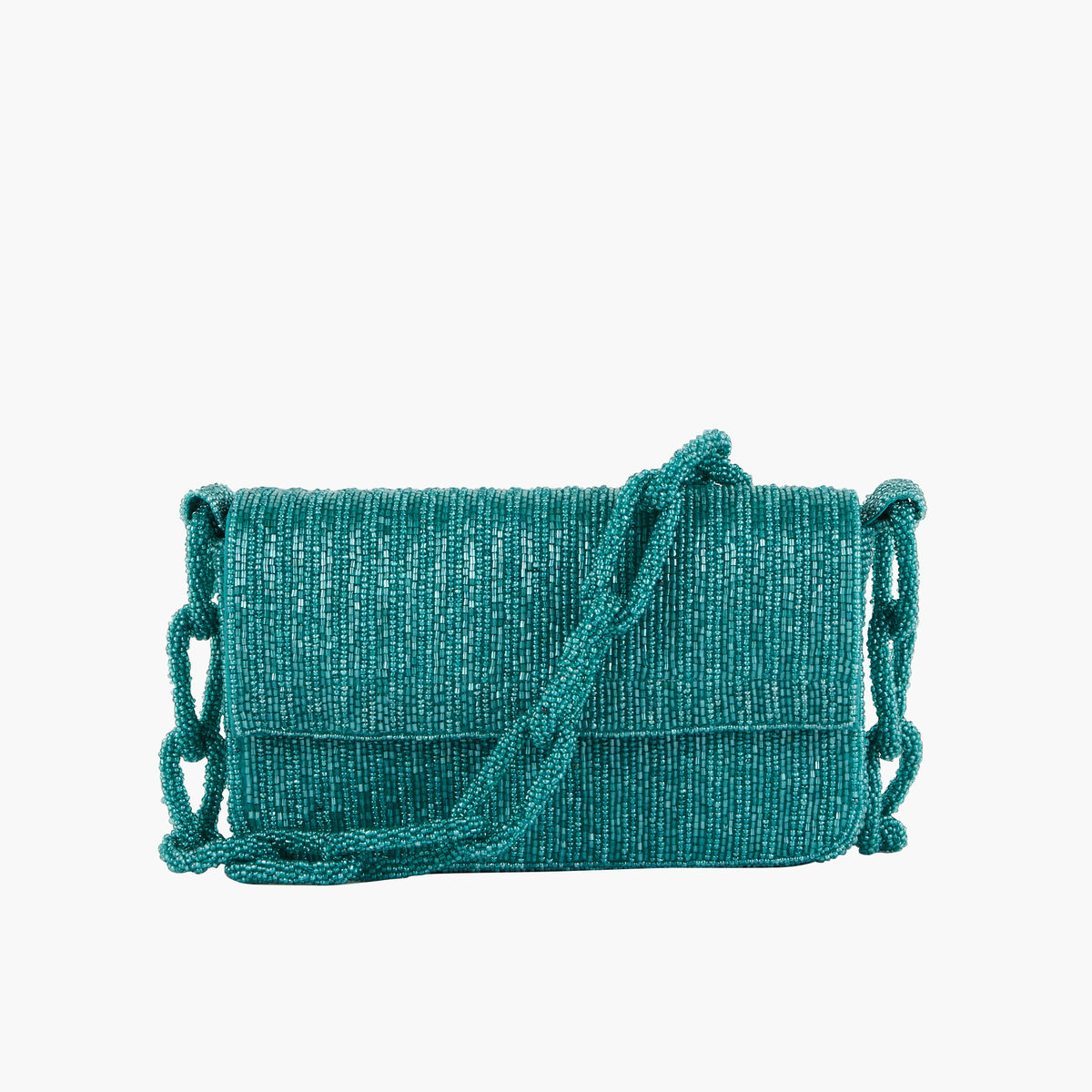 Pochette perlée à bandoulière - turquoise