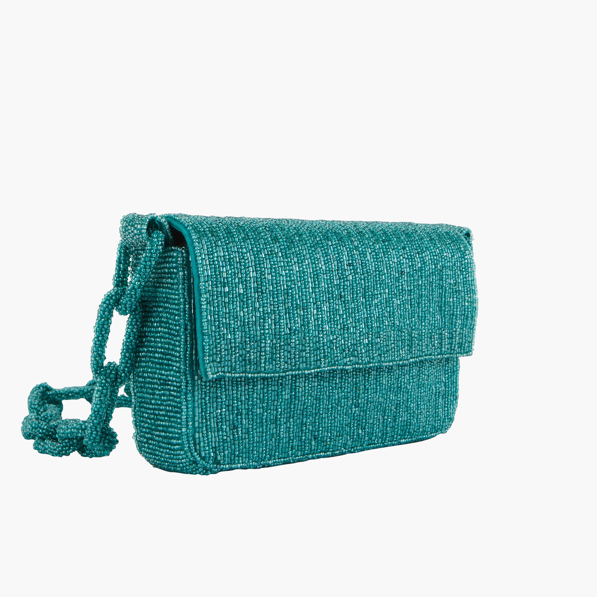 Pochette perlée à bandoulière - turquoise