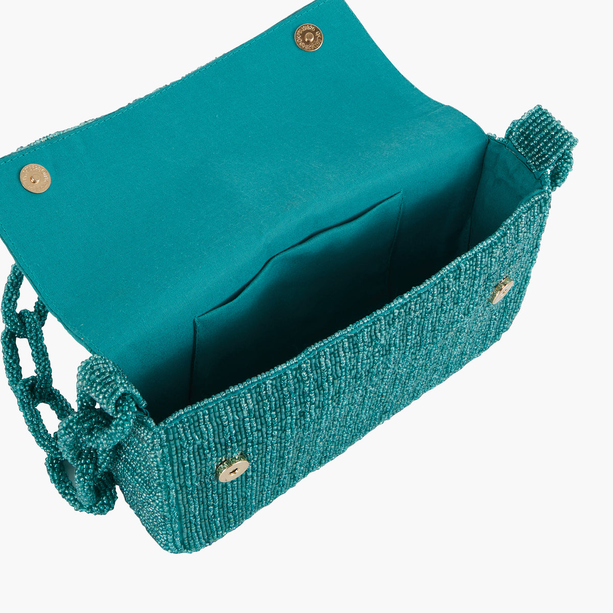 Pochette perlée à bandoulière - turquoise