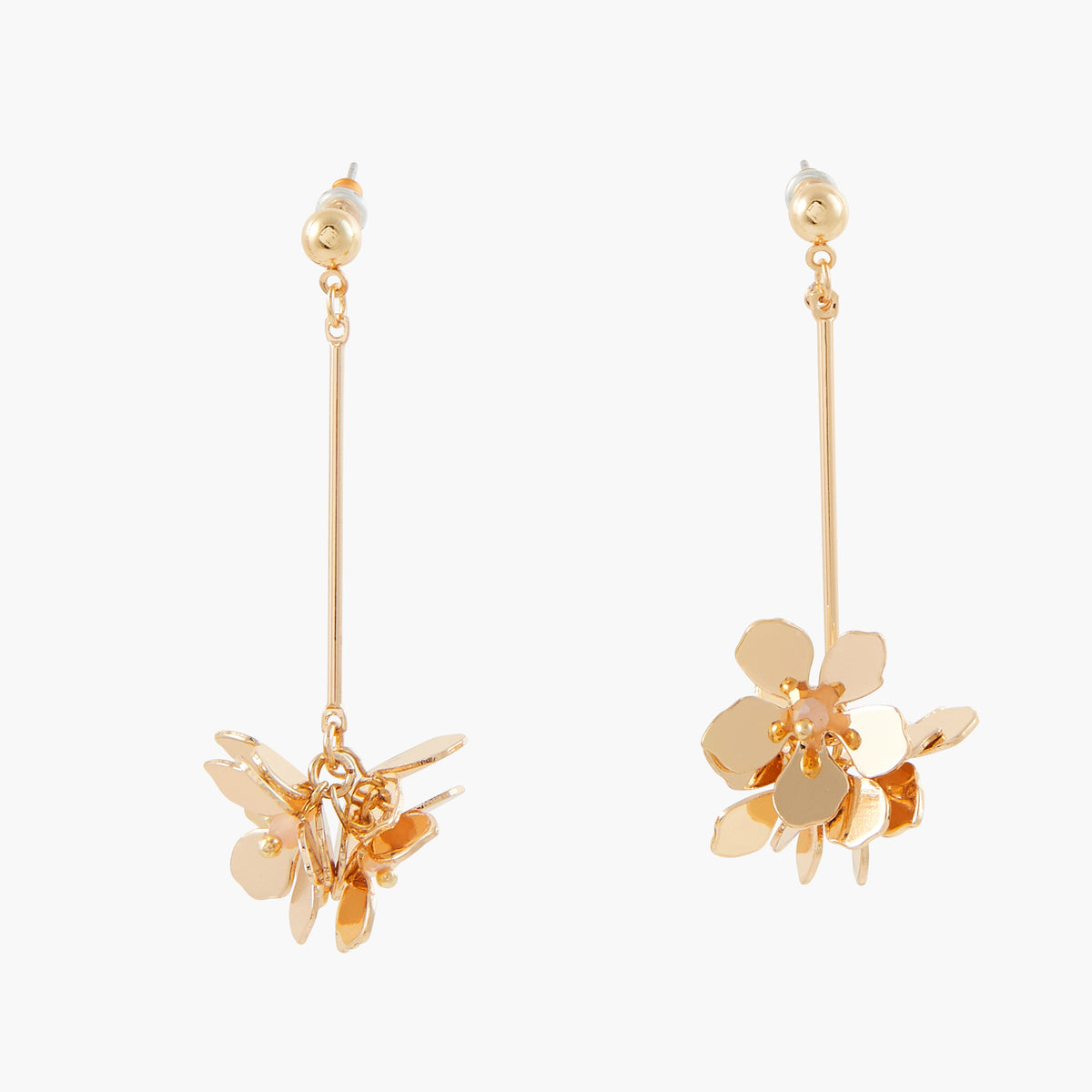 Boucles d'oreilles pendantes avec fleurs en métal