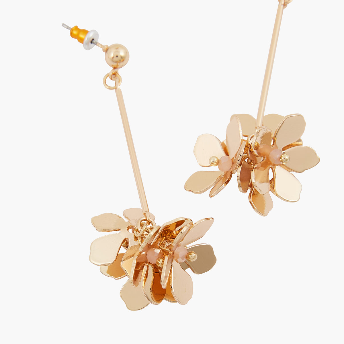 Boucles d'oreilles pendantes avec fleurs en métal