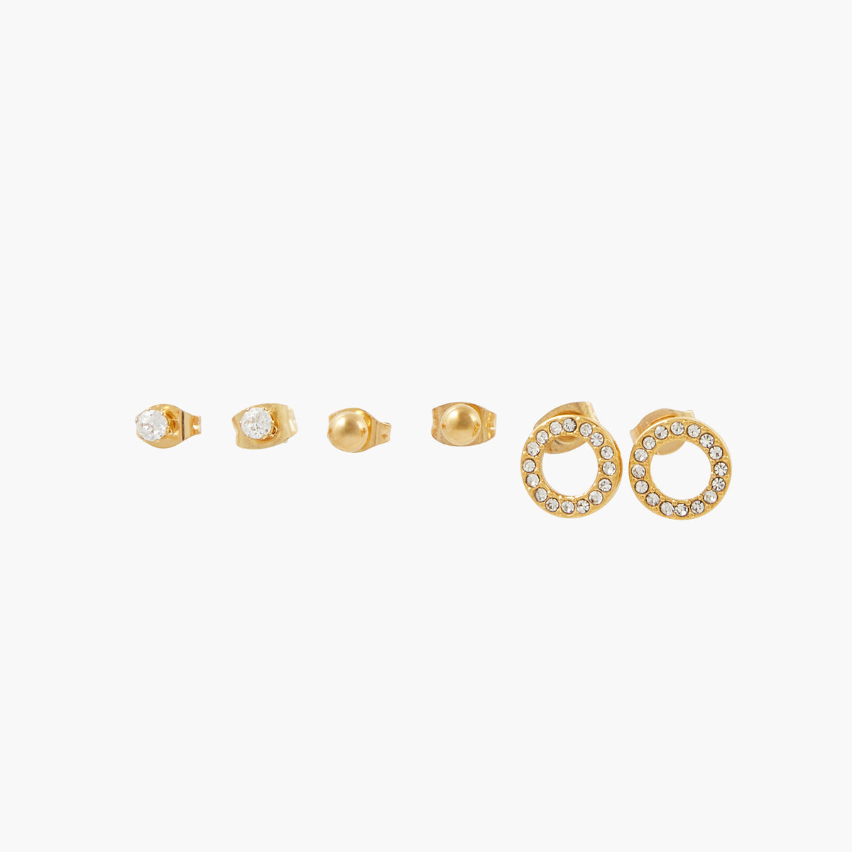 Set de 3 puces d'oreilles avec strass