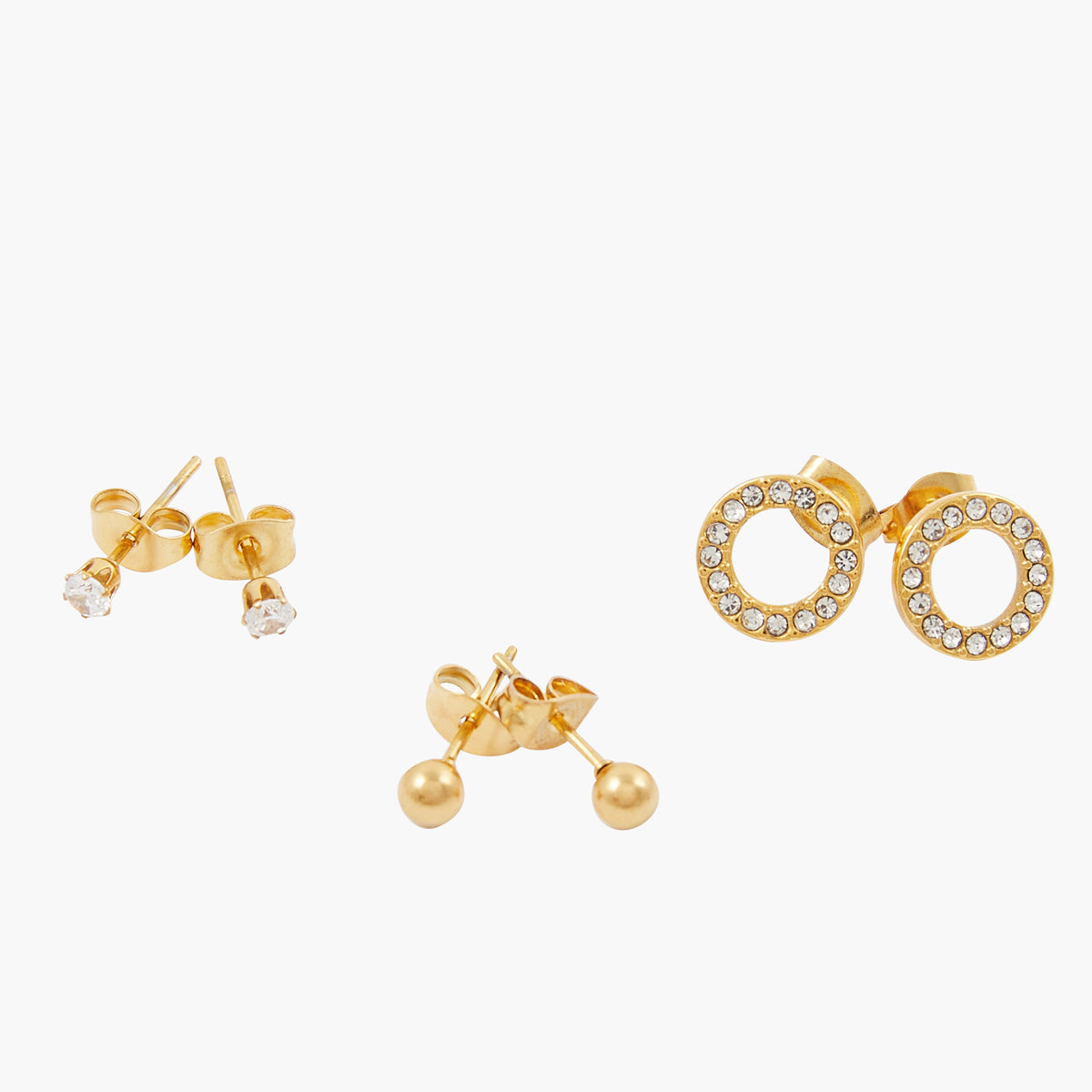 Set de 3 puces d'oreilles avec strass