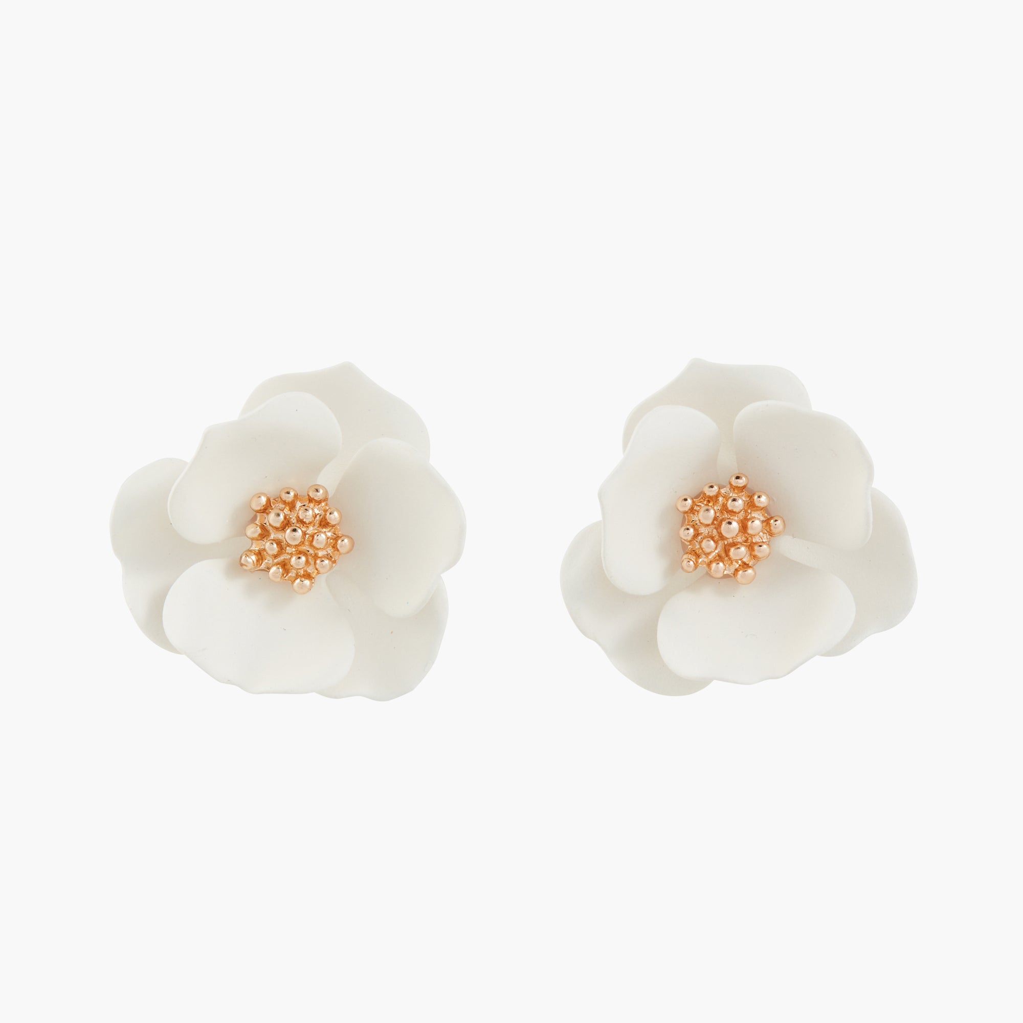 Boucles d'oreilles fleurs - blanc et doré