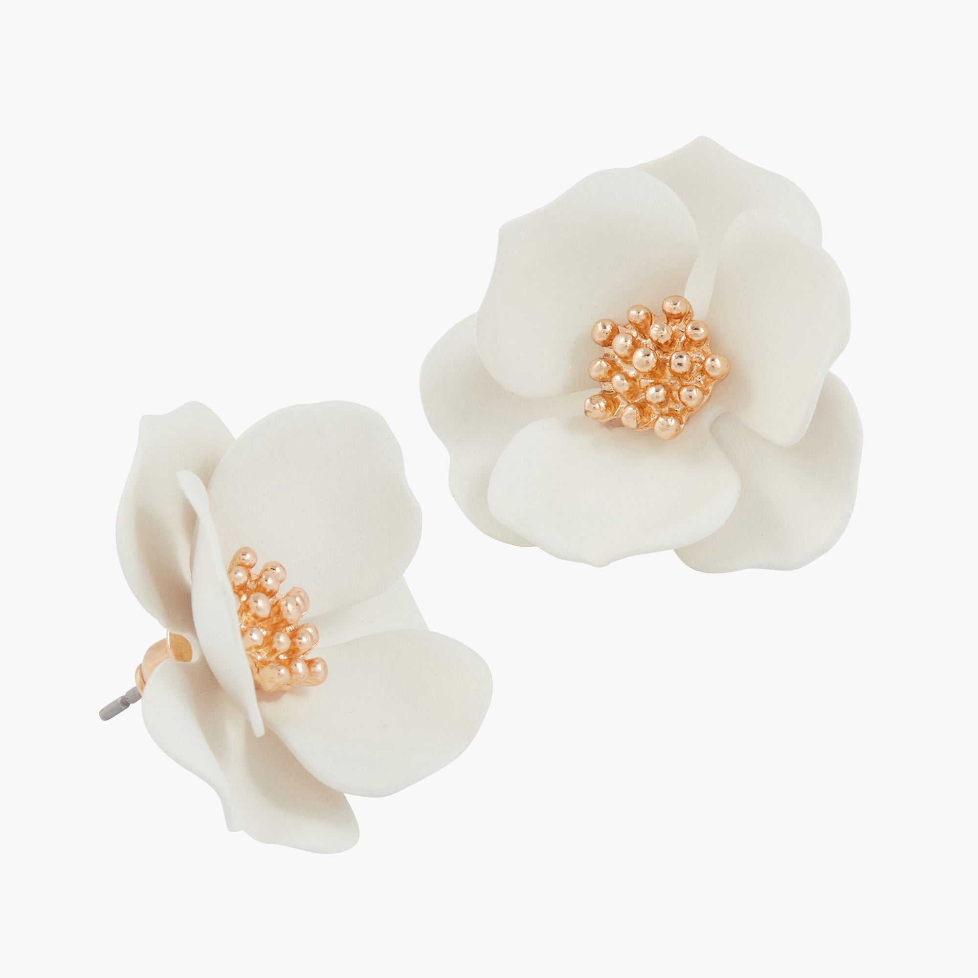 Boucles d'oreilles fleurs - blanc et doré