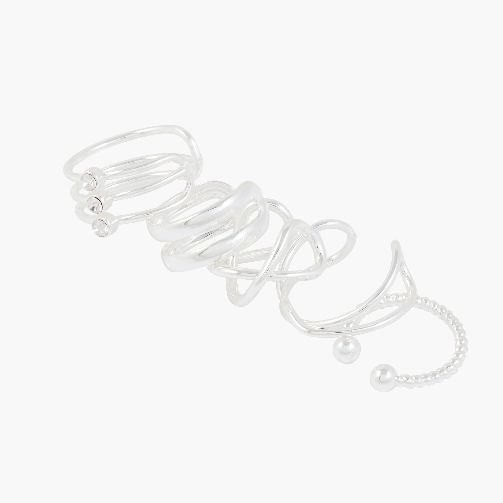 Set de 5 bijoux d'oreilles en métal avc strass Silver Touch