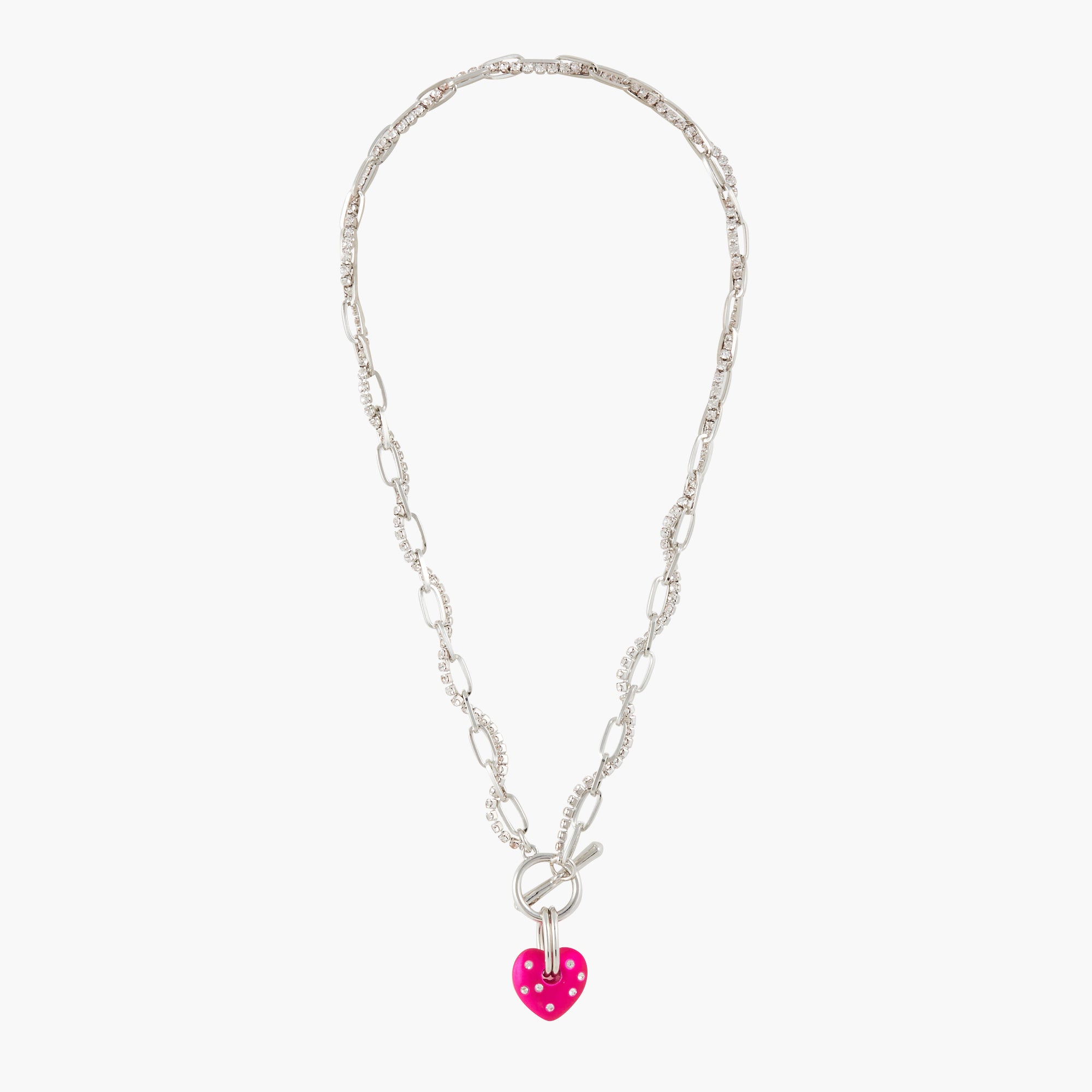 Collier coeur en chaine et cupchain - rose et argenté