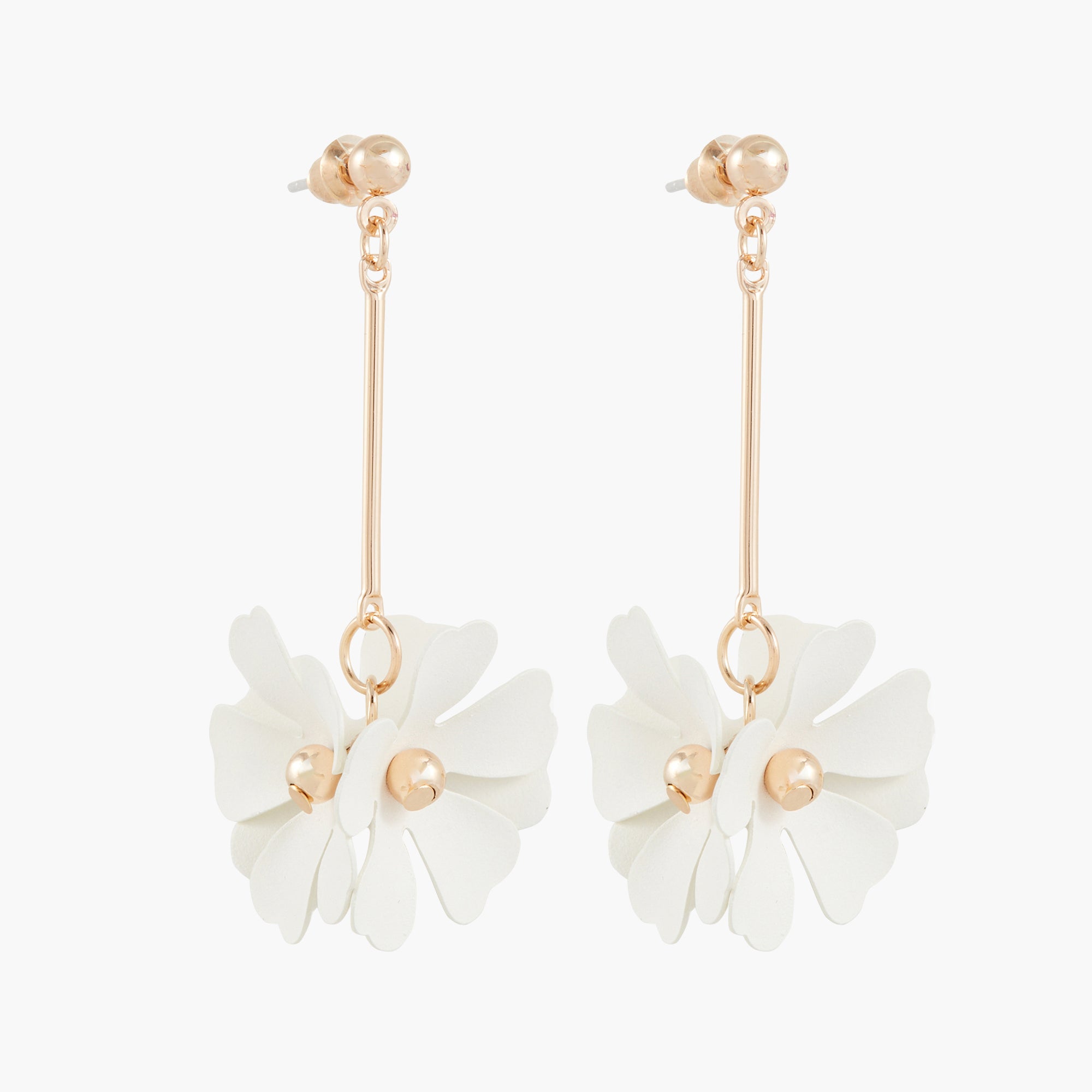 Boucles d'oreilles pendantes fleurs blanches