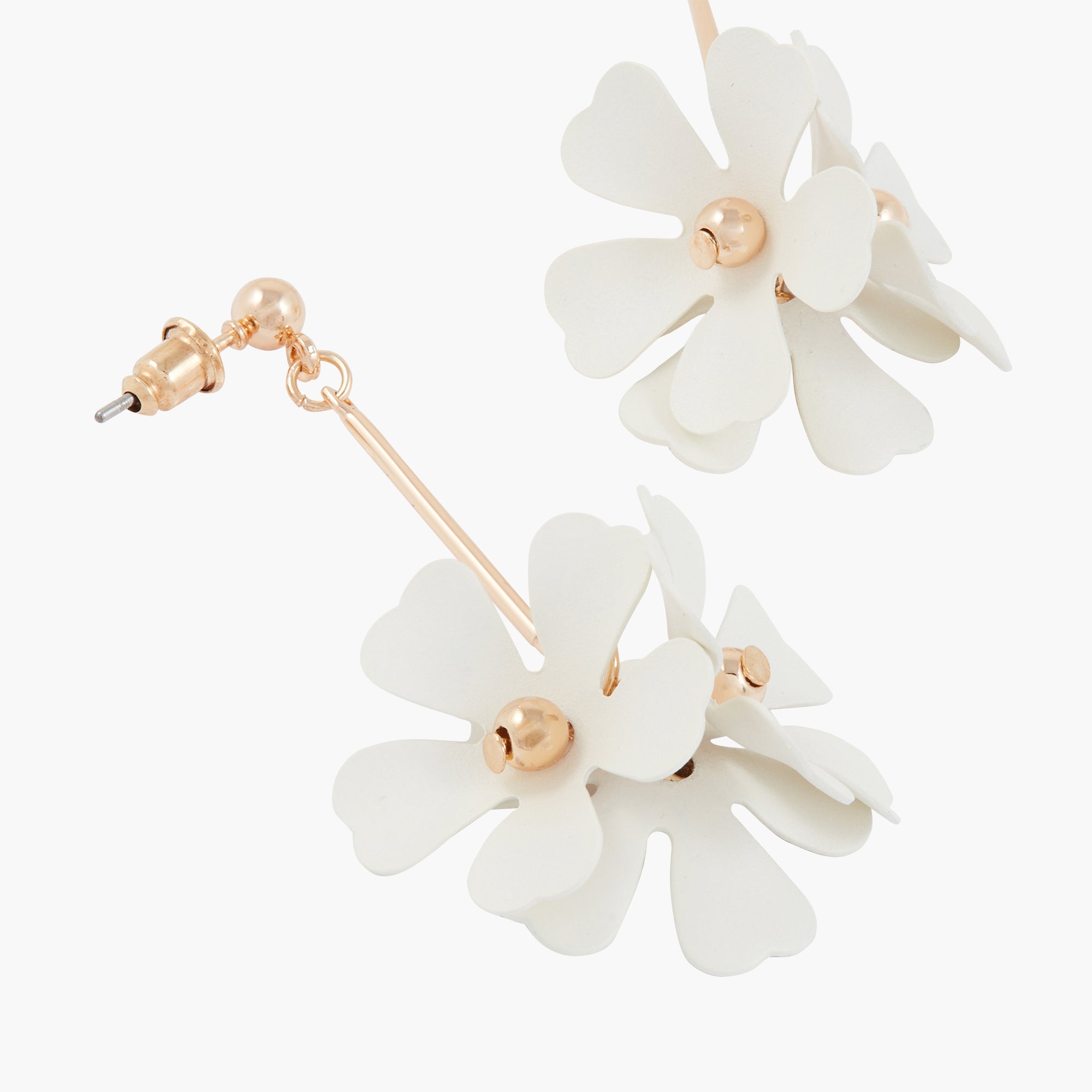 Boucles d'oreilles pendantes fleurs blanches