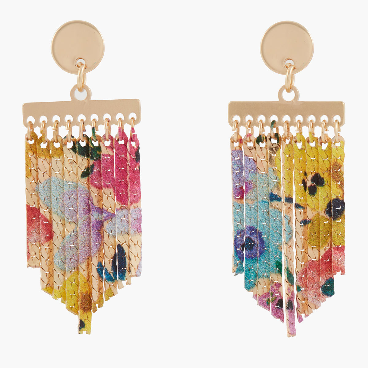 Boucles d'oreilles en chaine imprimées fleurs Balagane