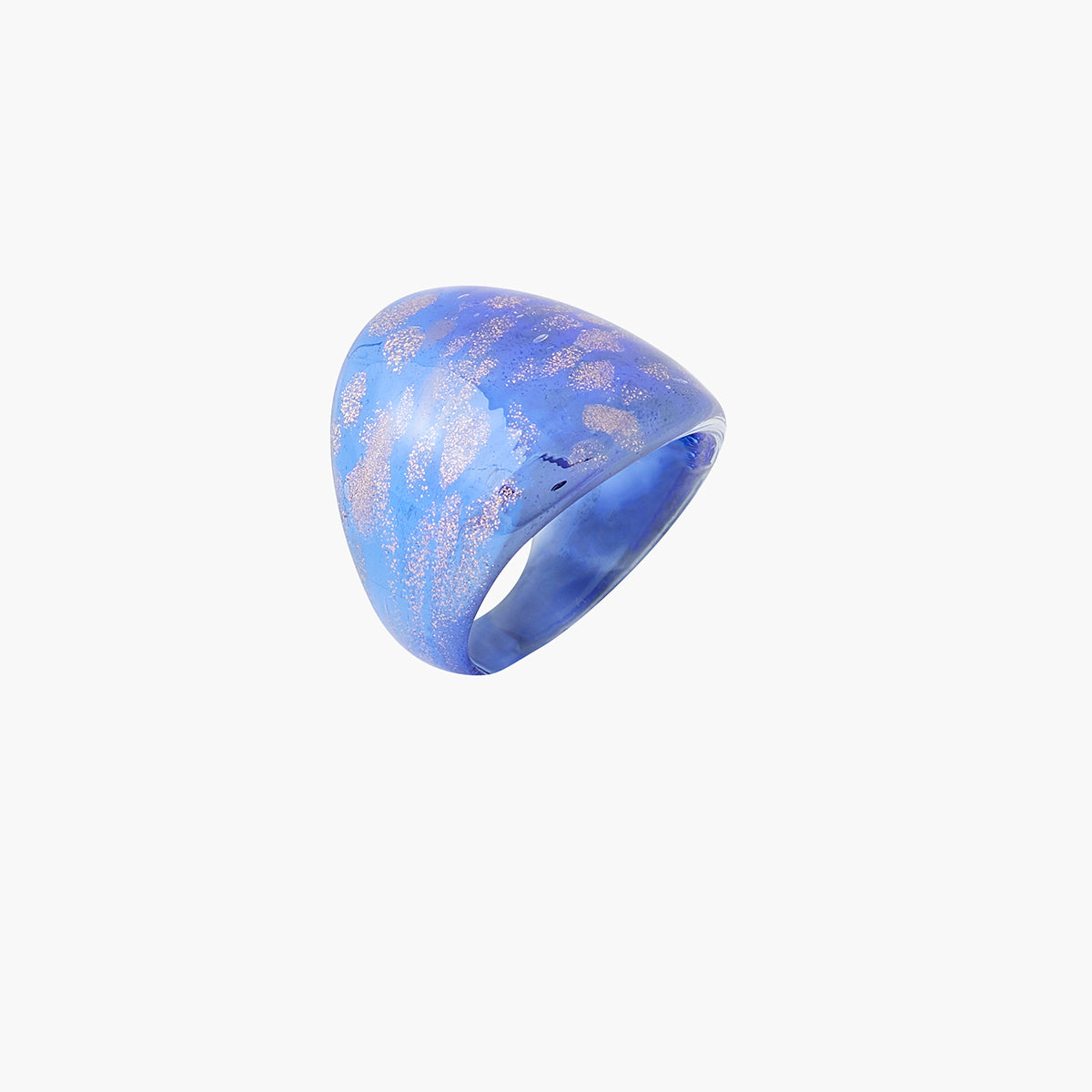 Bague en verre bleue et dorée