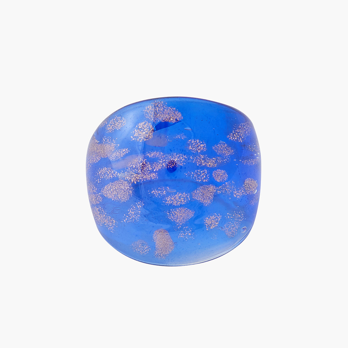 Bague en verre bleue et dorée