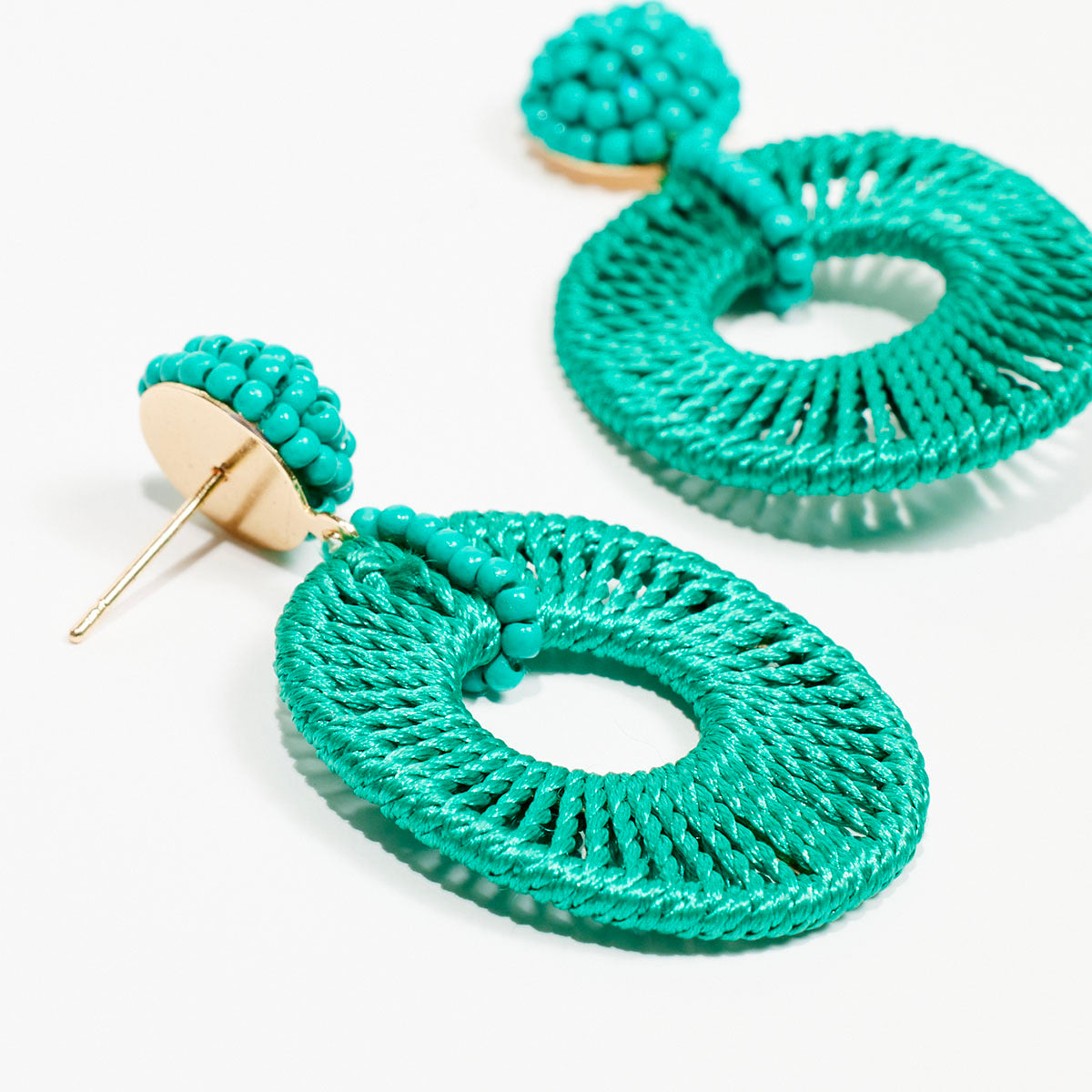 Boucles d'oreilles pendantes ovales - vert