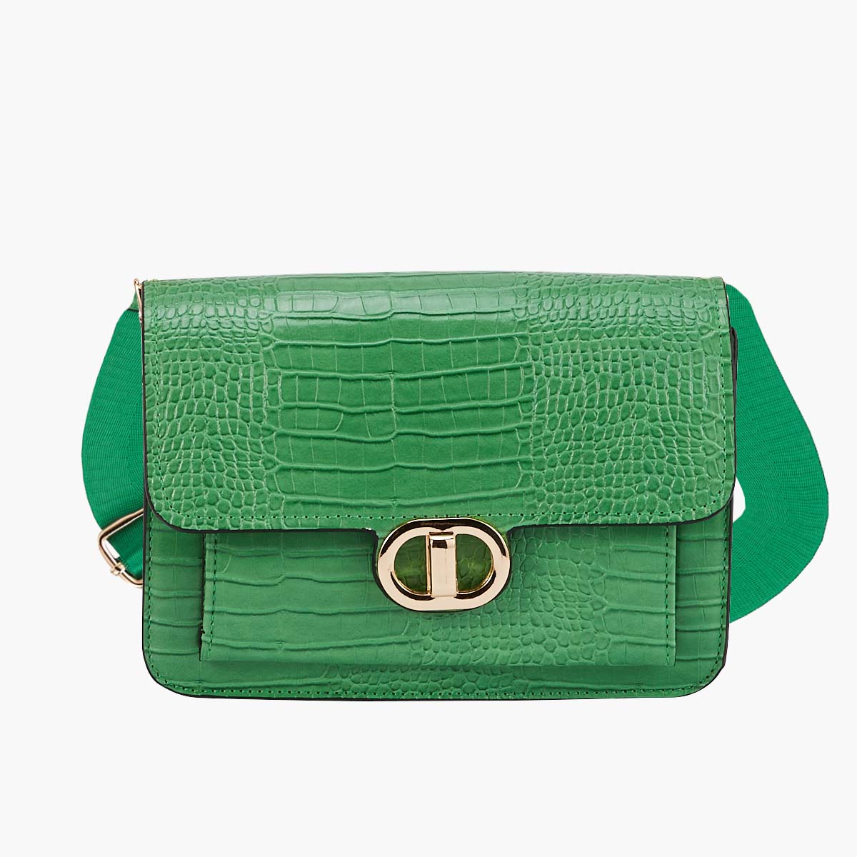 Sac à bandoulière effet croco - vert