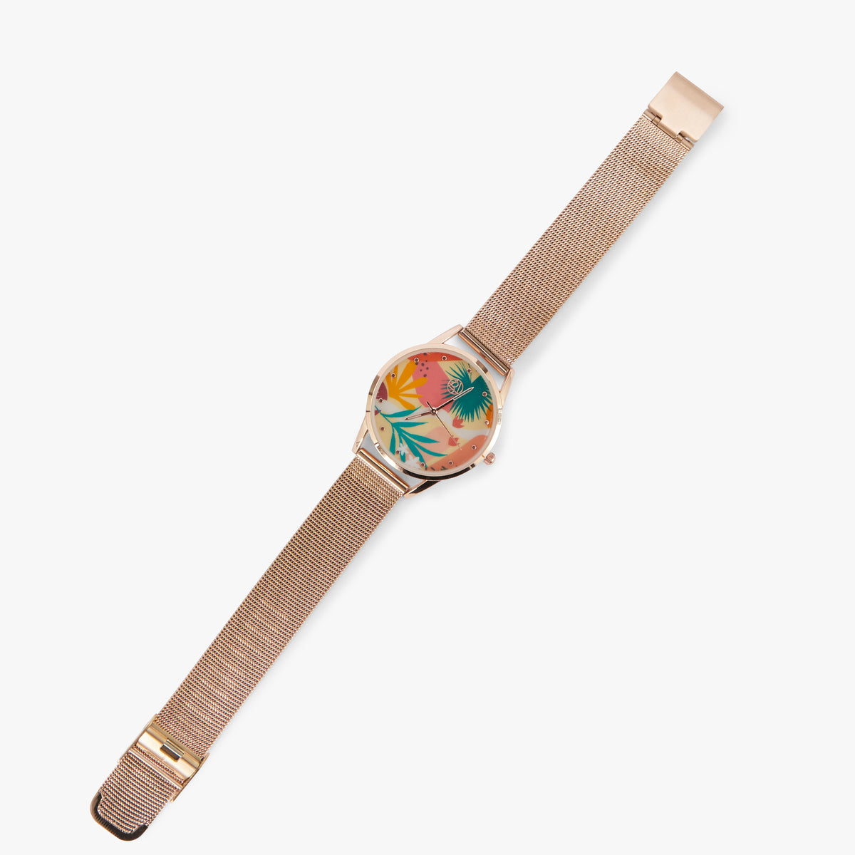 Montre quartz imprimée fleurs