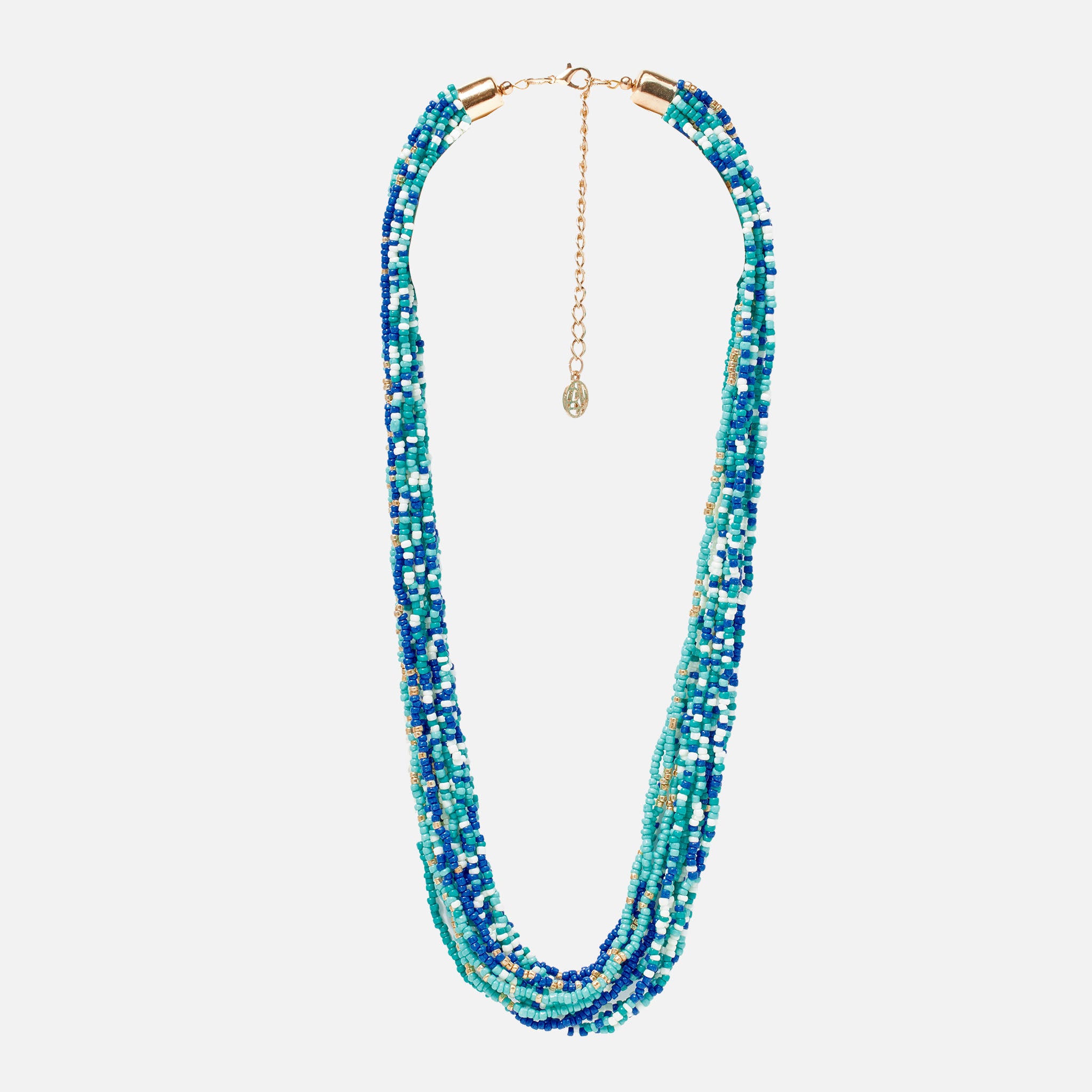 Collier multi-rangs perles de rocaille - bleu