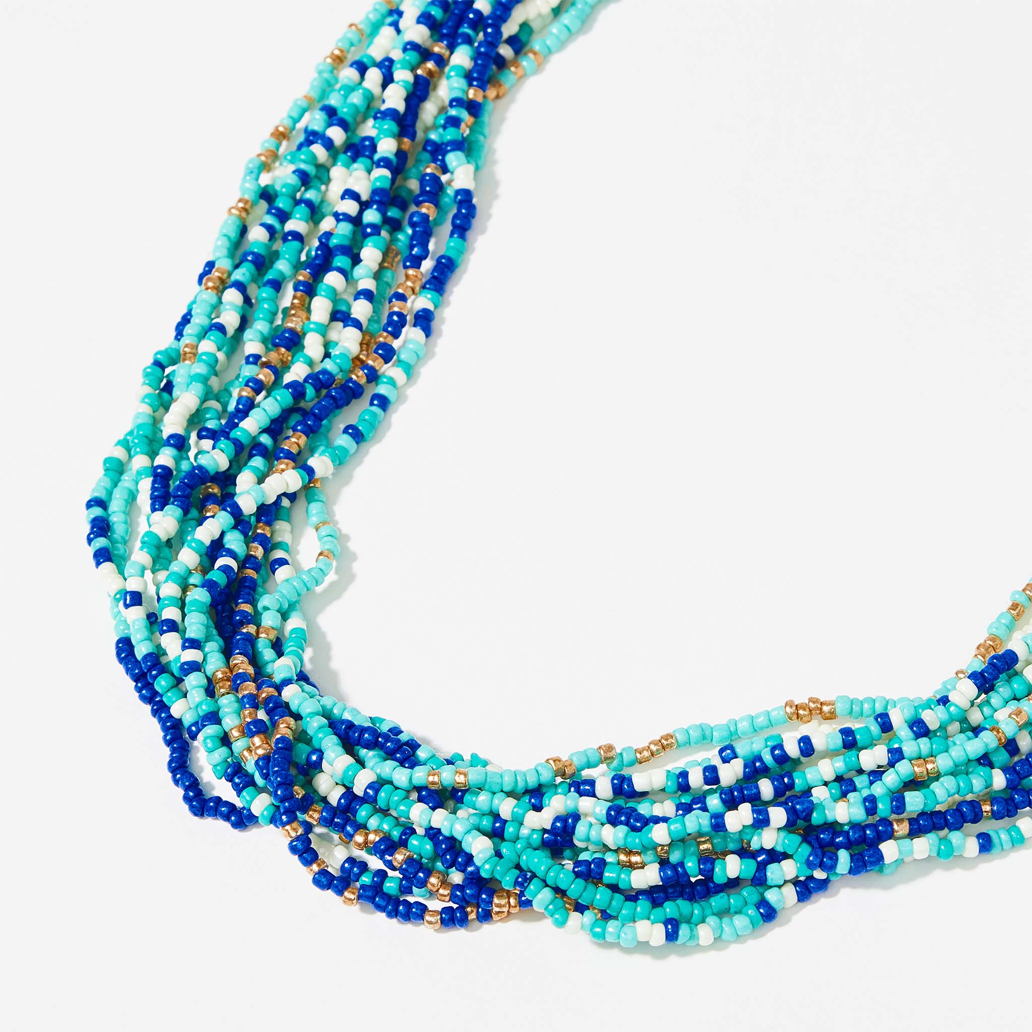 Collier multi-rangs perles de rocaille - bleu