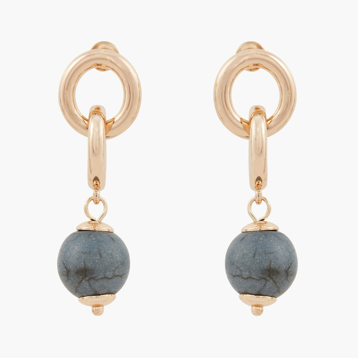 Boucles d'oreilles 2 anneaux et pierres - Stone Granite