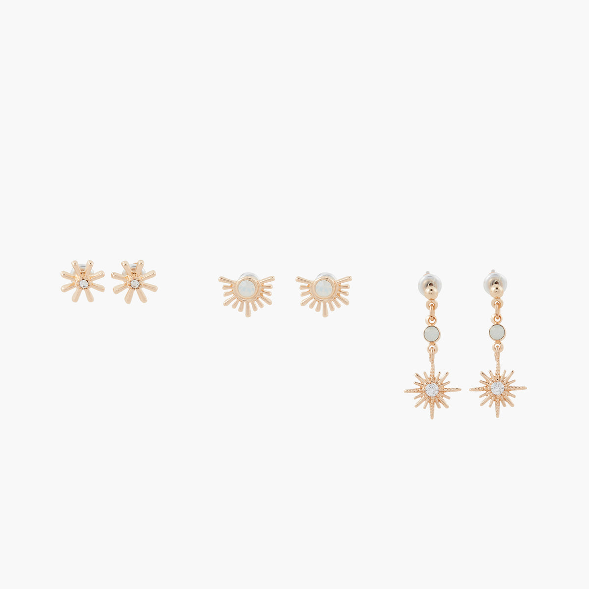 Set de 3 boucles d'oreilles étoiles