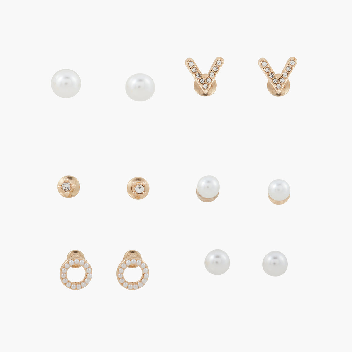 Set de 6 puces d'oreilles perles et strass