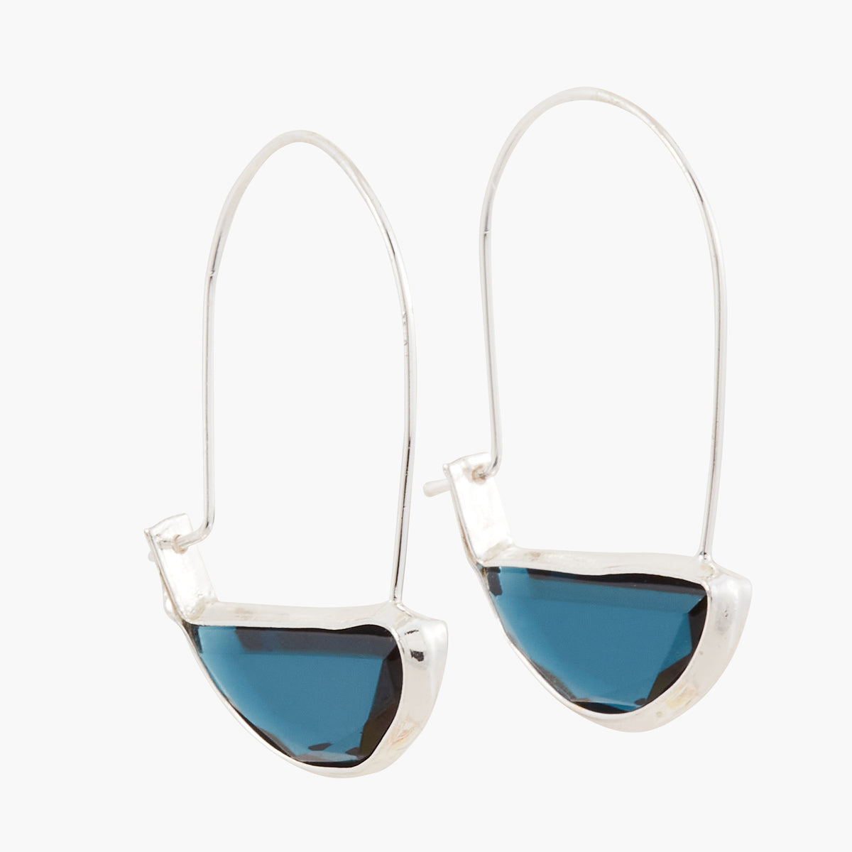 Boucles d'oreilles créoles ovales bleues City Azur