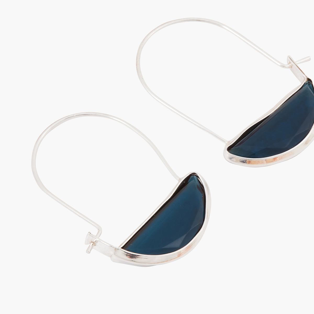 Boucles d'oreilles créoles ovales bleues City Azur