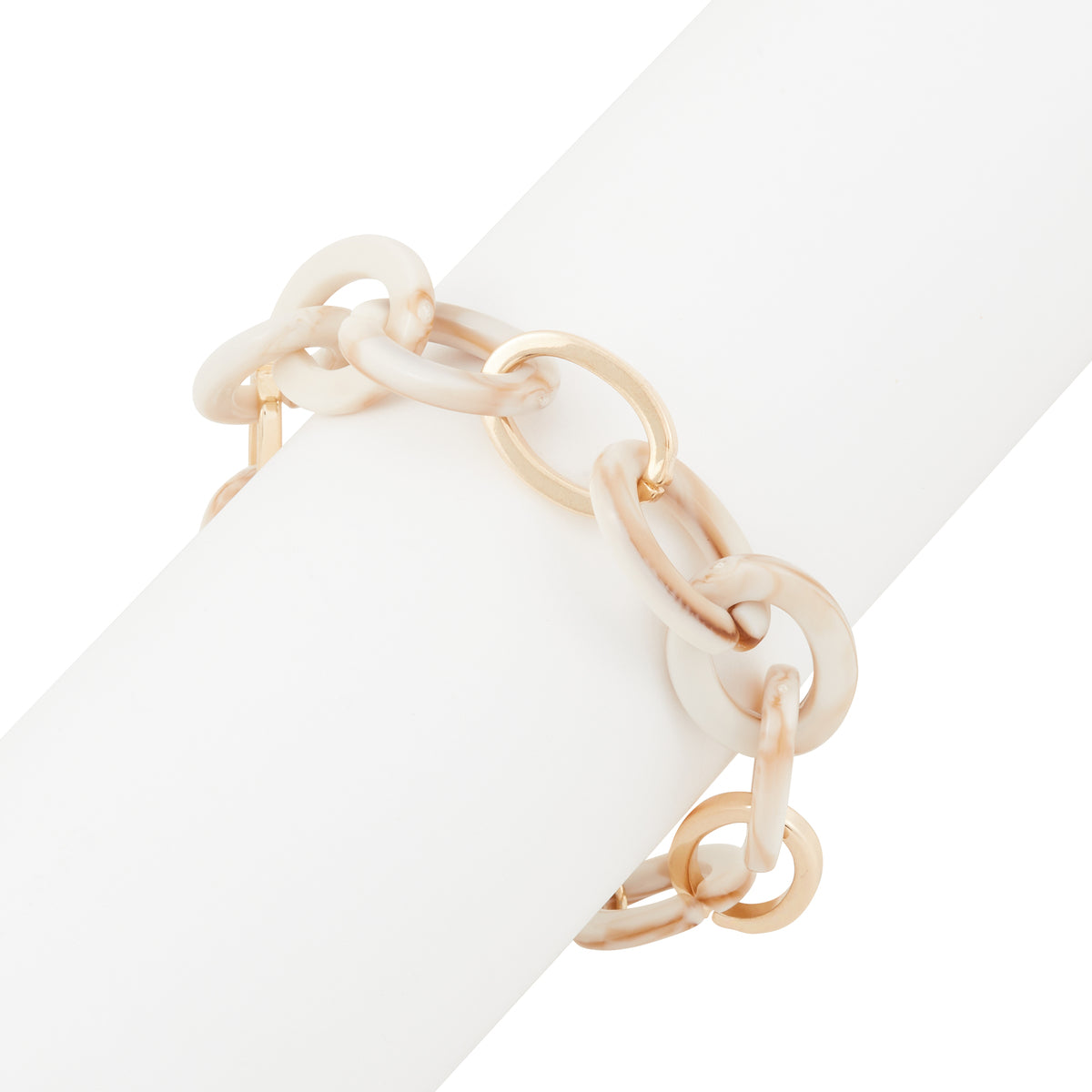 Bracelet maillons, résine et métal blanc Soft Suede