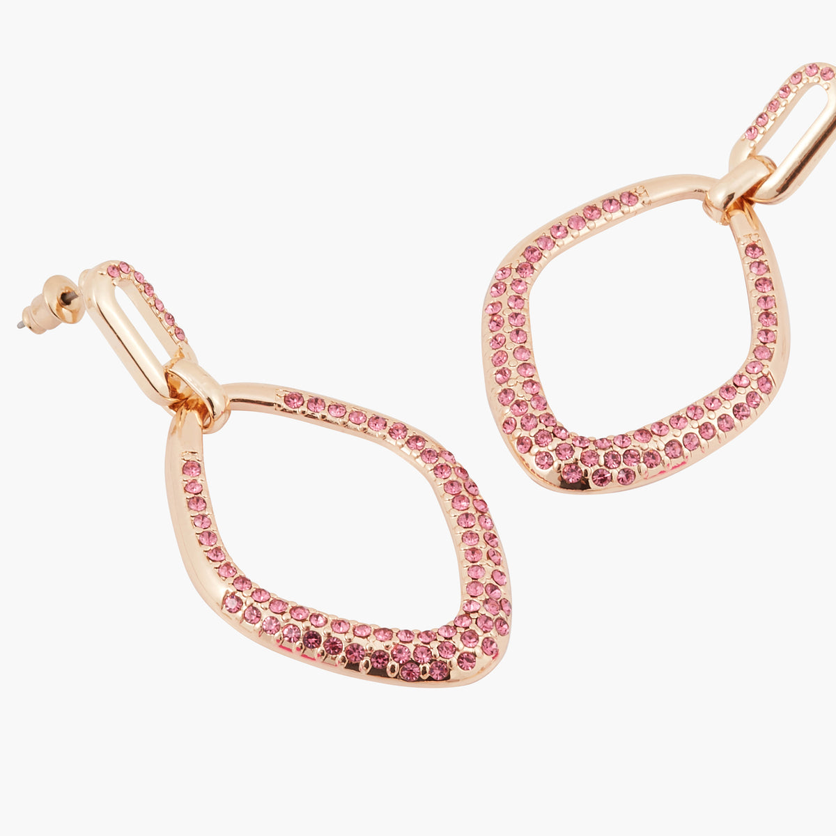 Boucles d'oreilles pendentif avec strass rose Pave