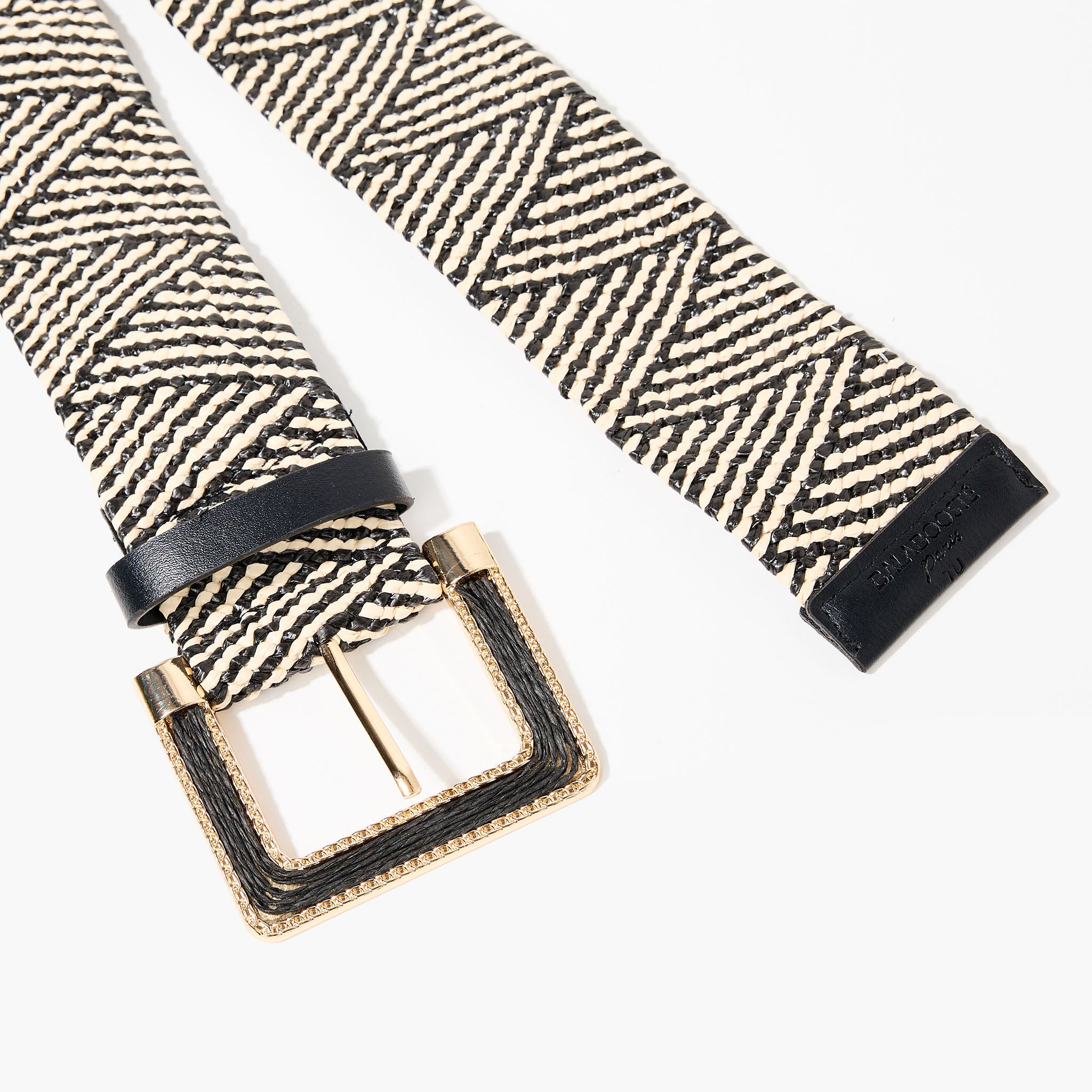 Ceinture à motif géométrique noir et beige