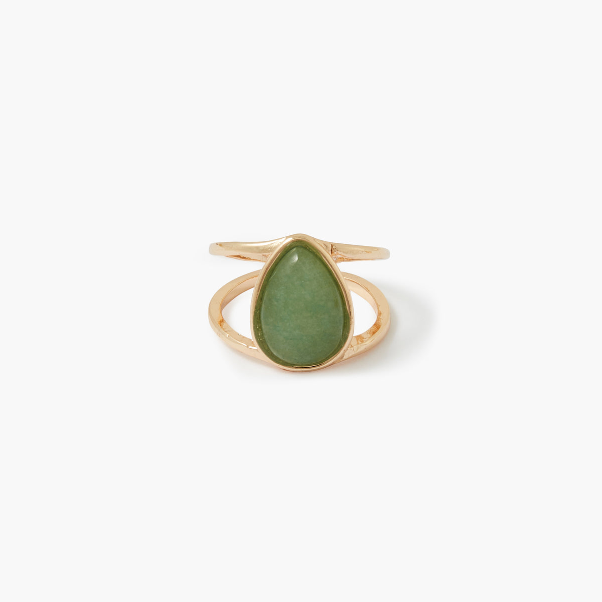 Bague avec pierre fantaisie - vert et doré