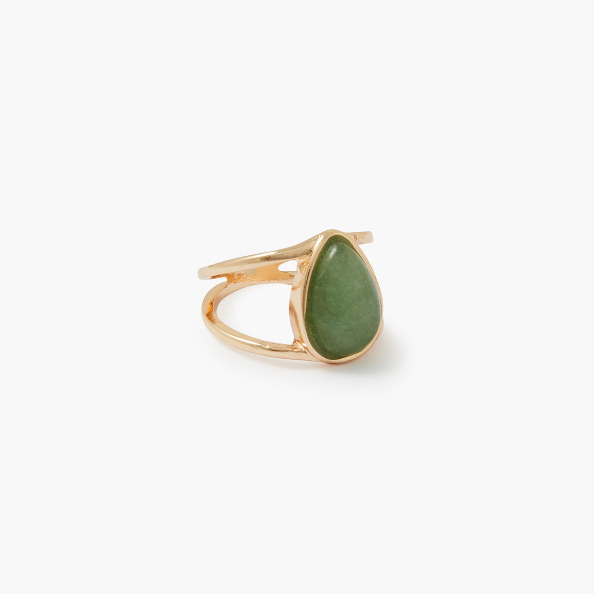 Bague avec pierre fantaisie - vert et doré