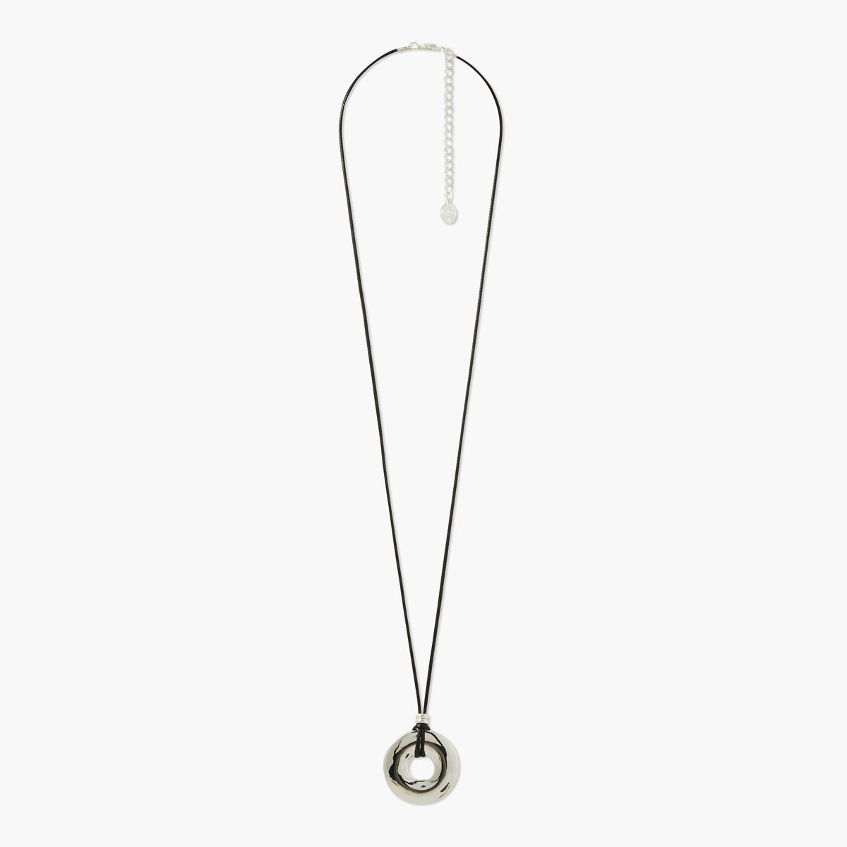 Collier pendentif disque argenté