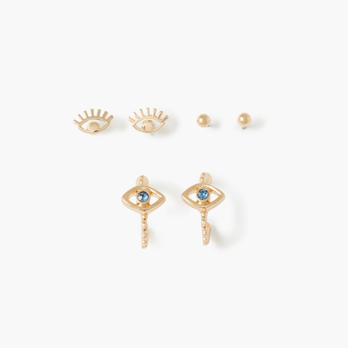 Set de 3 boucles d'oreilles oeil