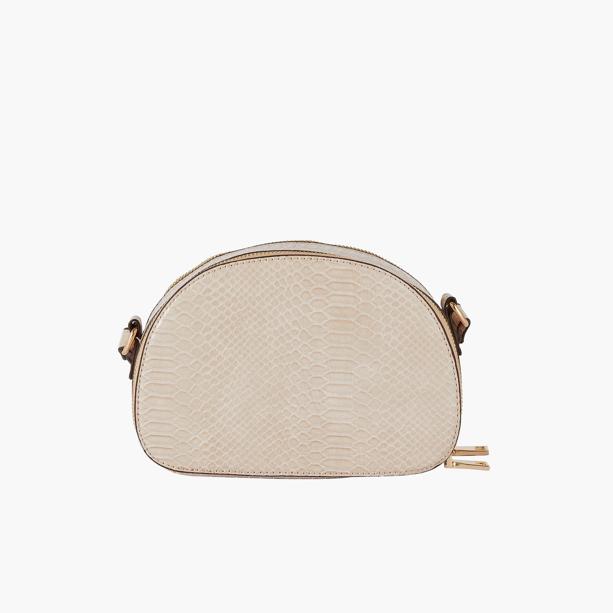 Sac demi-lune beige effet croco