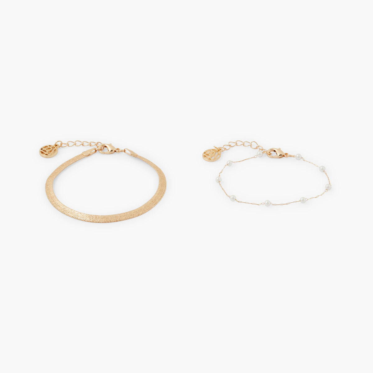 Set de 2 bracelets perles et chaîne miroir