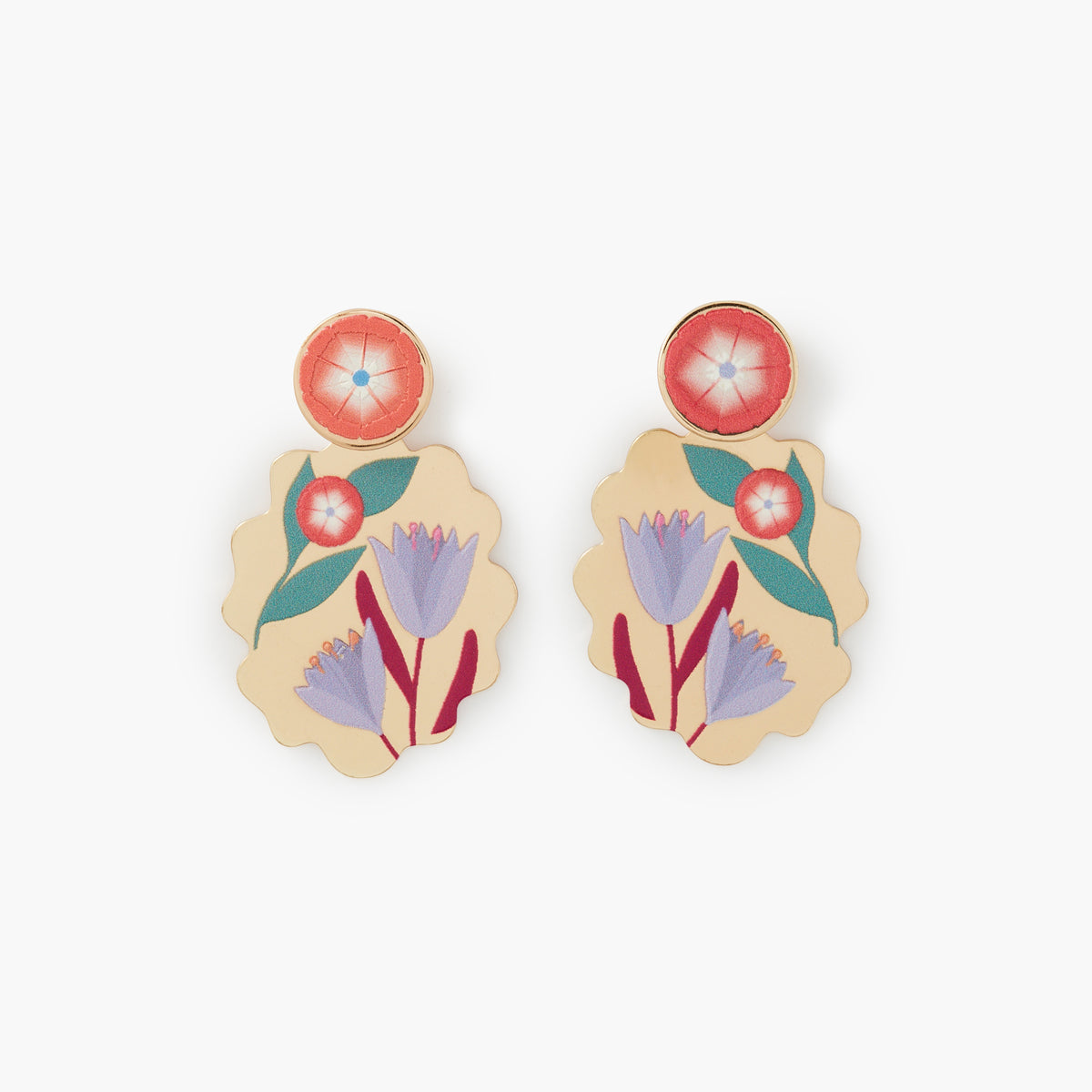 Boucles d'oreilles fleurs imprimées