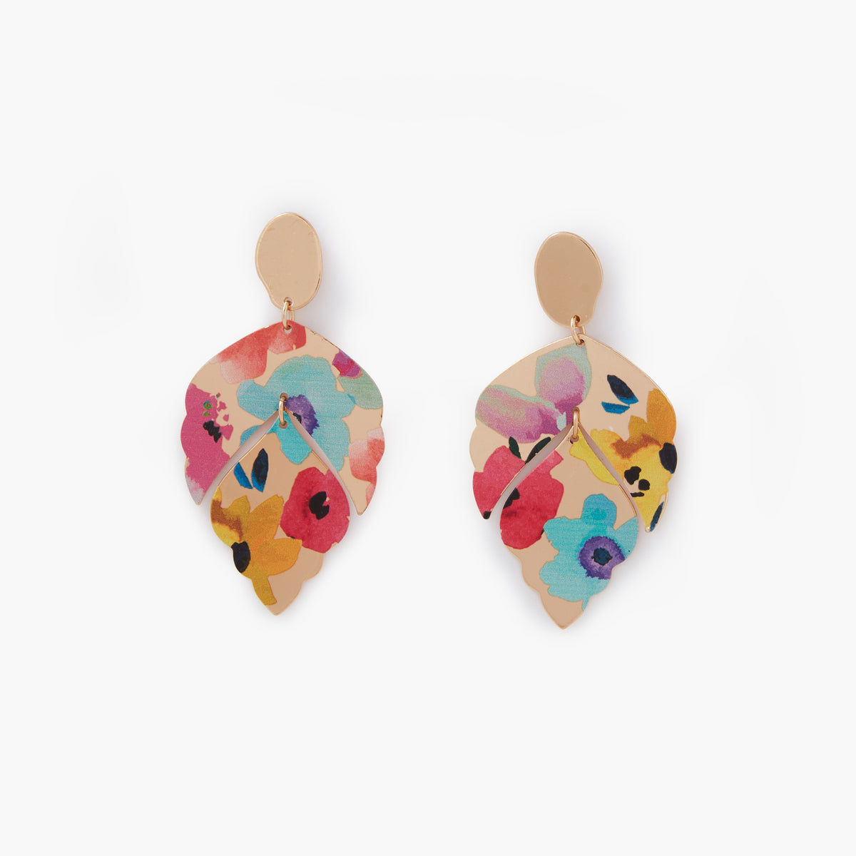 Boucles d'oreilles Balagane feuilles à imprimé fleurs