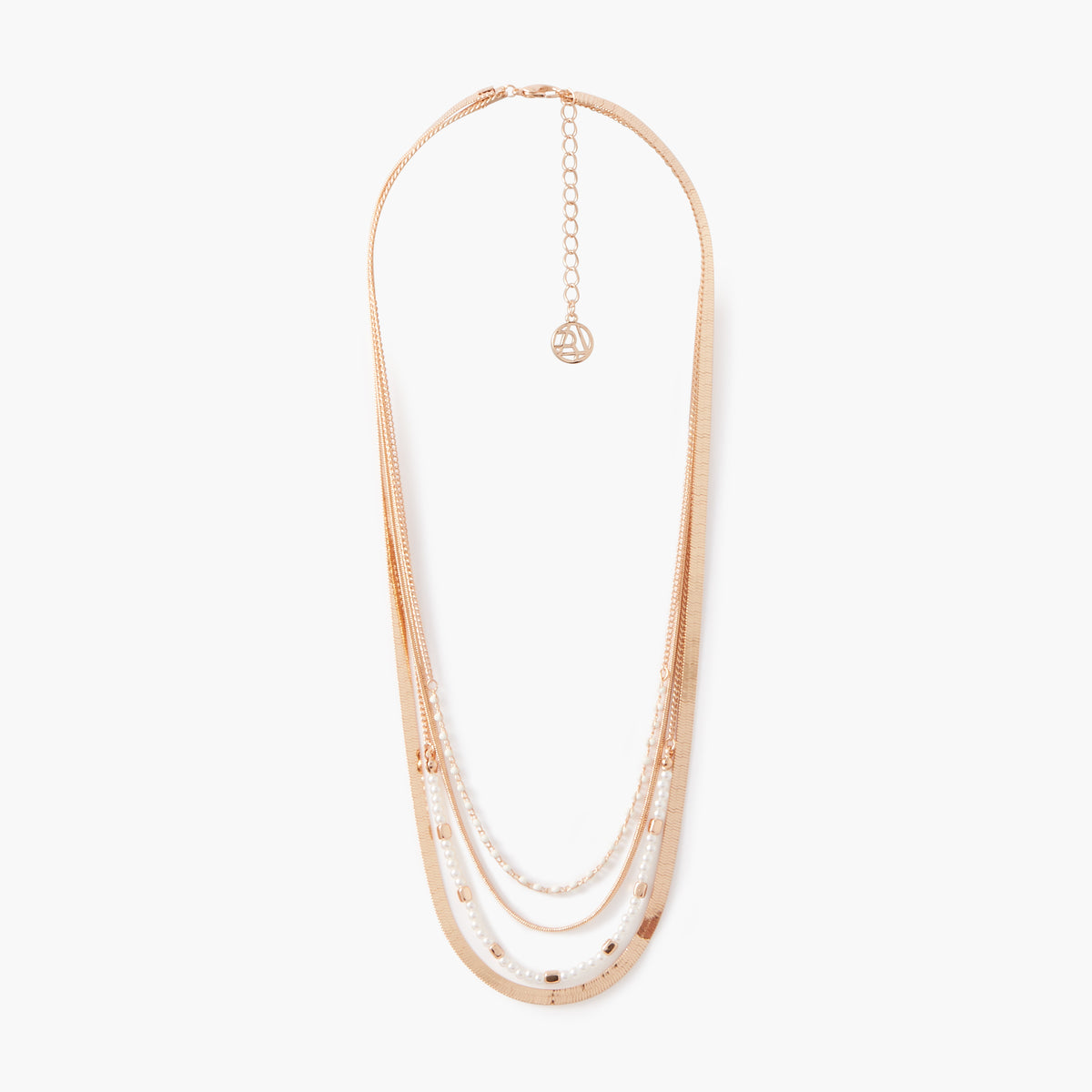 Collier 5 rangs chaine miroir et perles