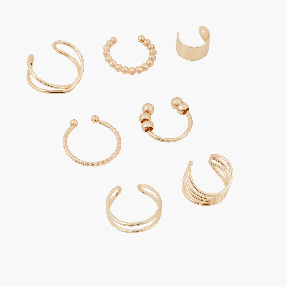 Set de 7 ear cuffs dorés