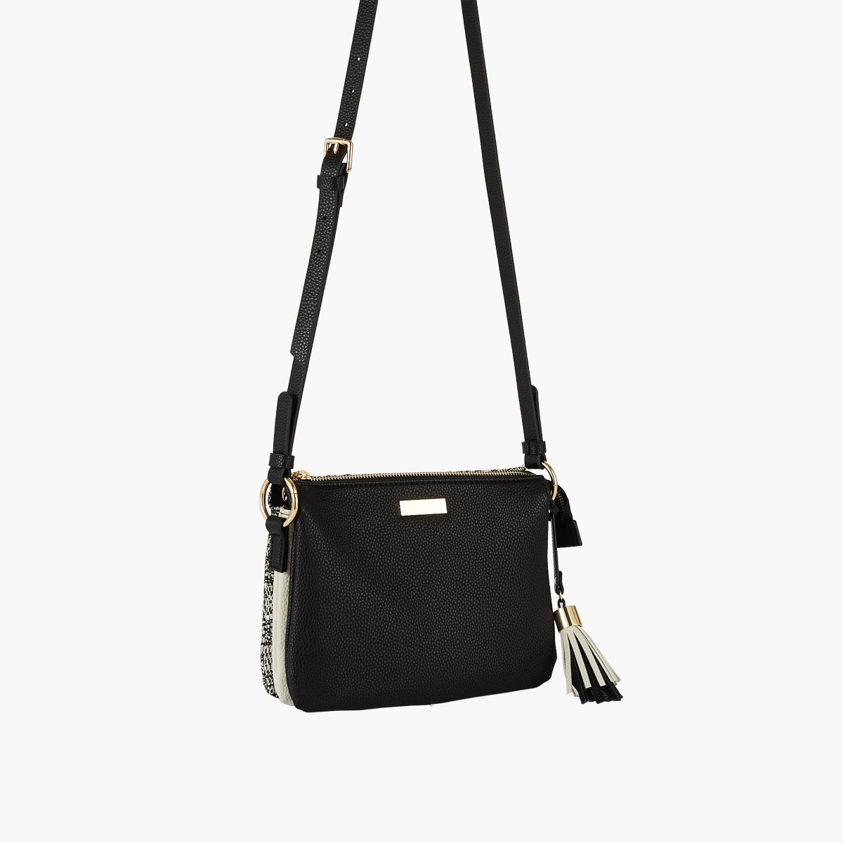 Sac multipocket bi-matière noir/blanc