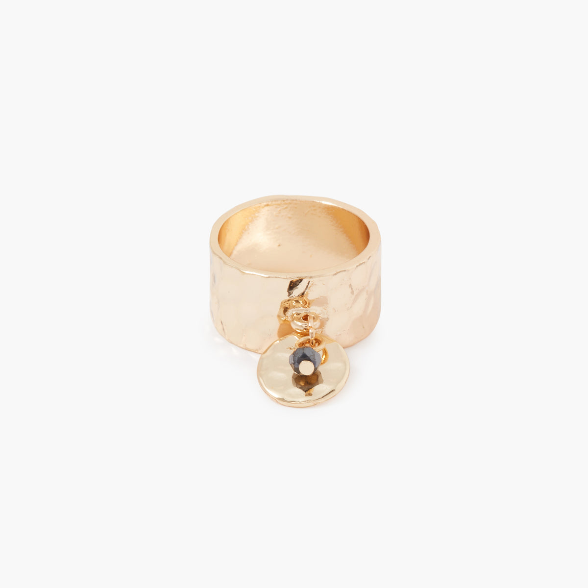 Bague martelée avec pampille