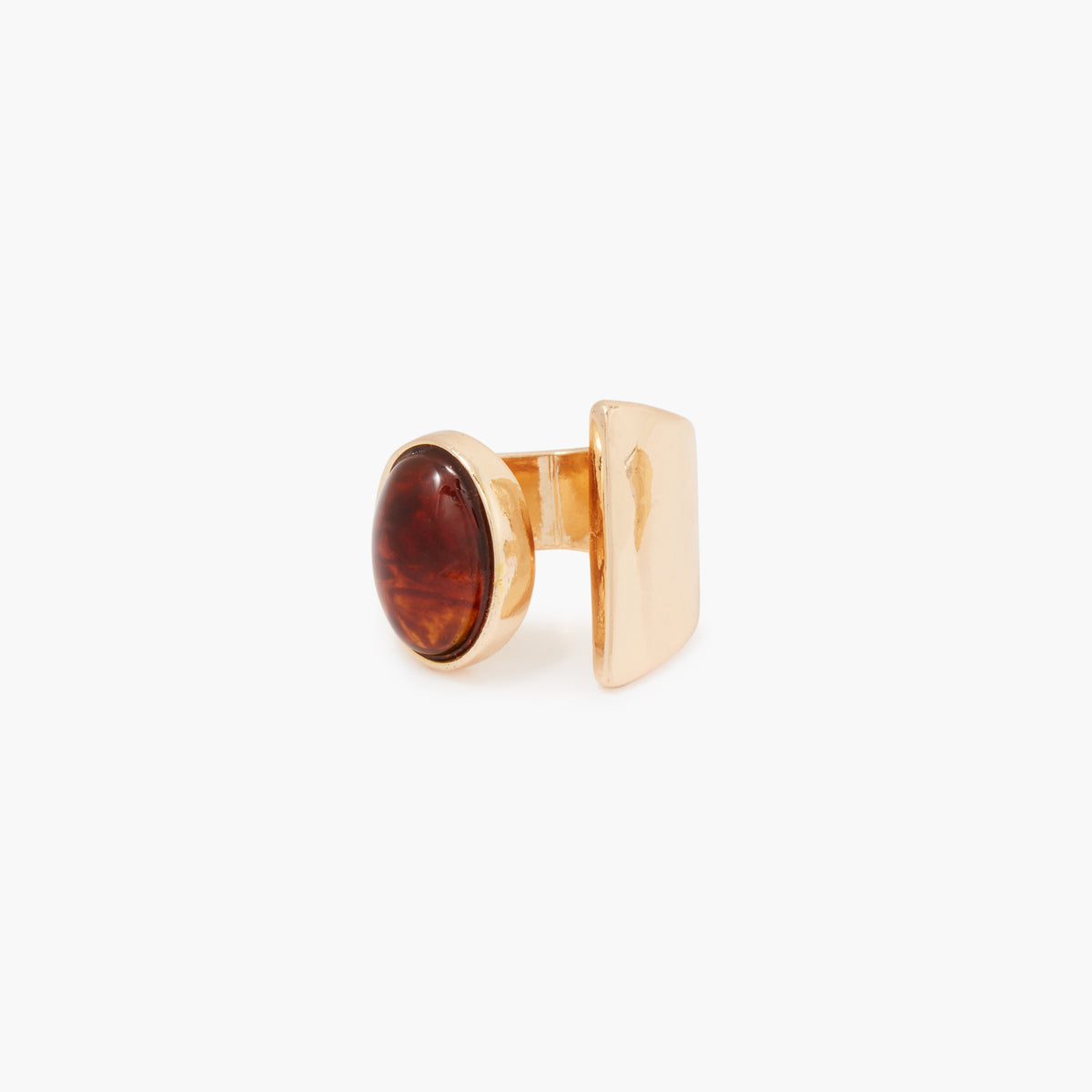 Bague ouverte ovale marron