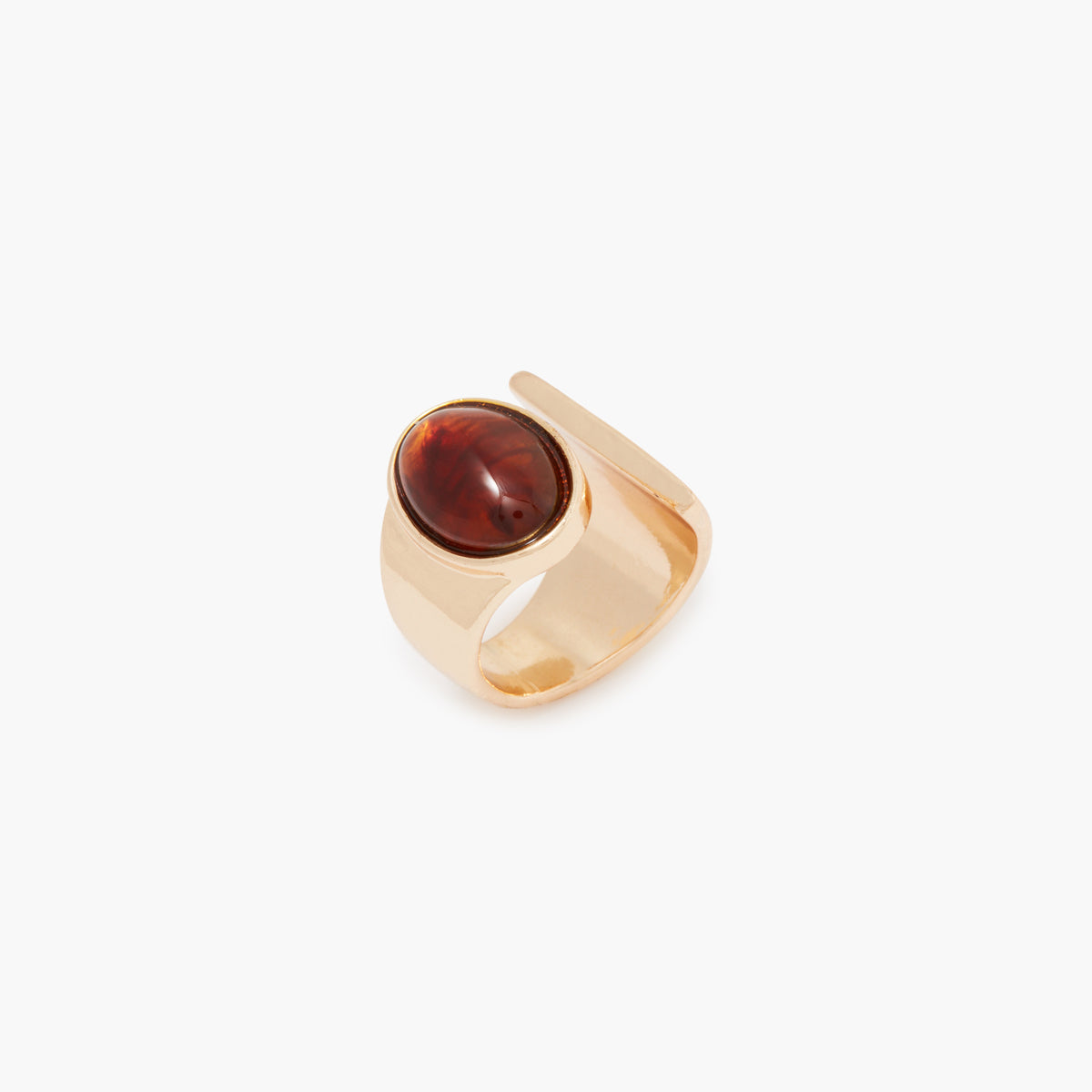 Bague ouverte ovale marron