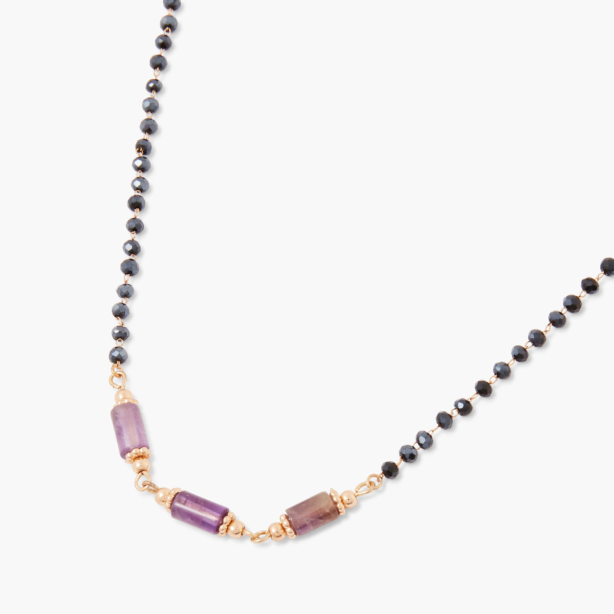 Collier pierres d'Hématite et Amethyste