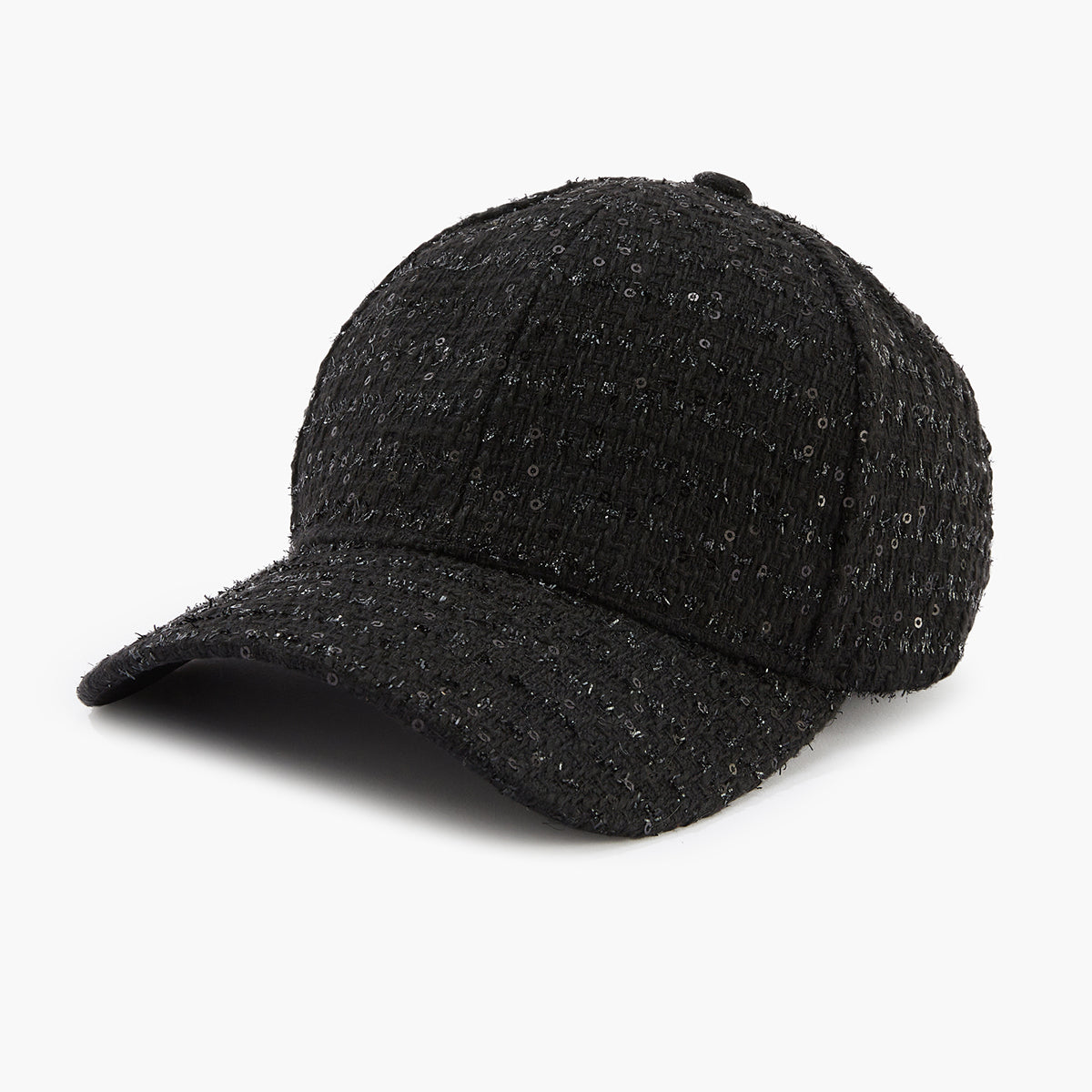 Casquette noire tweed et lurex