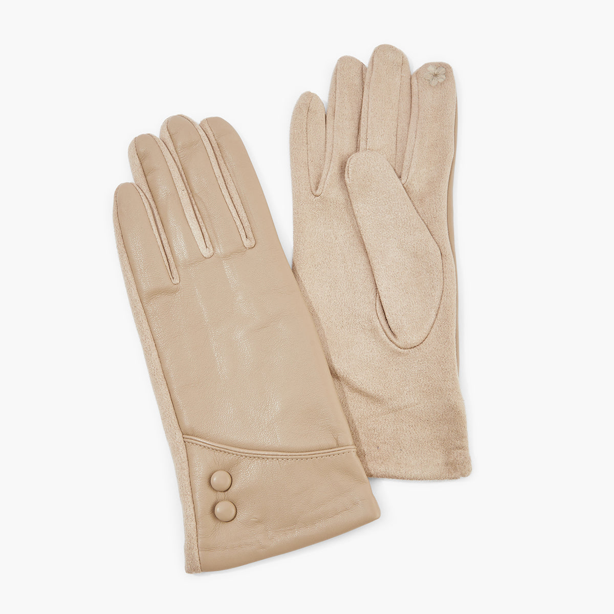 Gants effet cuir beige