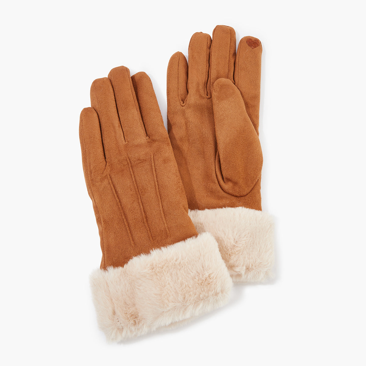 Gants effet suédé camel