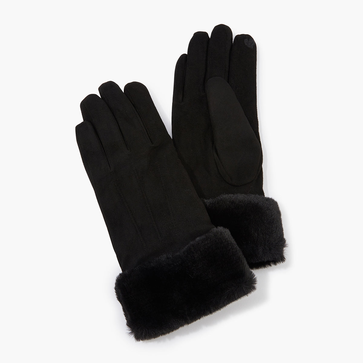 Gants effet suédé noir